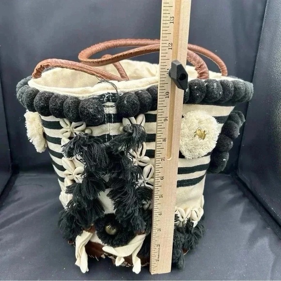 Figue Bardot Raj Palace Tuk Tuk Medium Tote – Boho Shell Embellished Cotton Bag - Picture 13 of 15